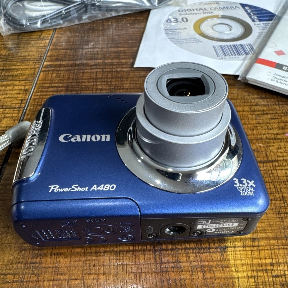 Canon PowerShot A480 Digital Camera 10MP 3.3X Optical Zoom TESTED Cables EUC - Picture 2 of 13